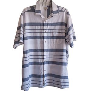 Haggar Men's Striped Casual Button-Down Shirt Size L never worn e46
